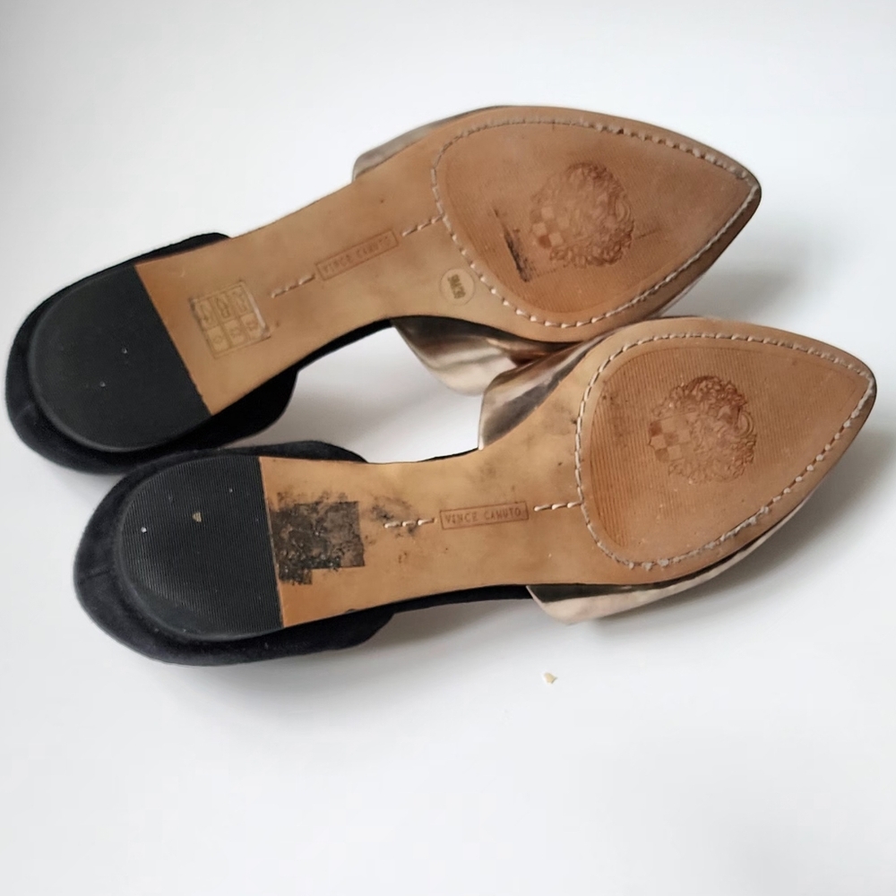 Vince Camuto Gold and Black Women's Flats - Picture 3 of 8
